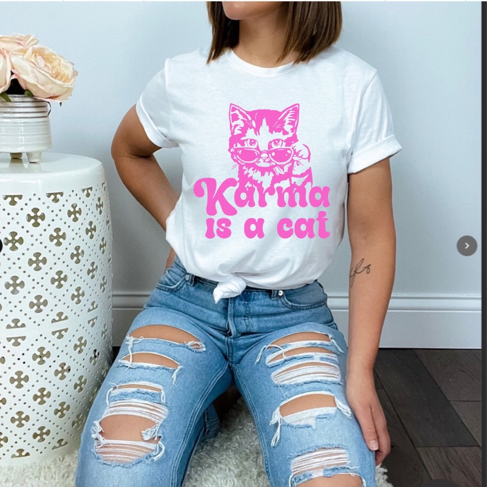 Karma is a Cat Graphic T-Shirt
